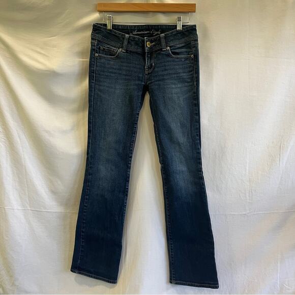 Vintage American Eagle Stretch Slim Boot Denim Jeans Size 4 Low Rise Medium Wash - Picture 1 of 10